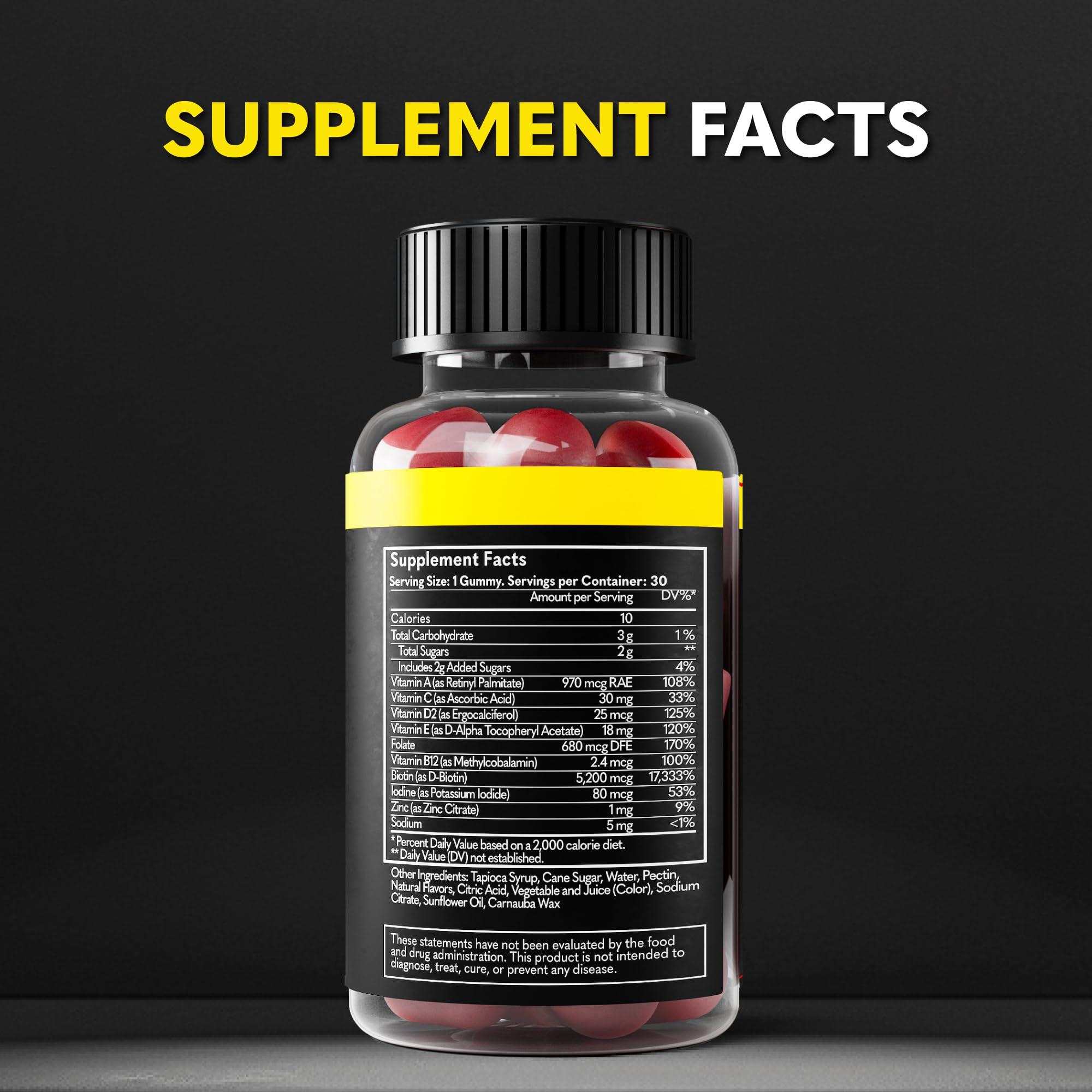 The Beard Club The Beard Club Biotin Beard Growth Vitamin Gummies - Beard and Hair Supplement for Men - Vitamins B12, E, & C to Support a Thicker Fuller Looking Beard - Mens Beard Care - Strawberry Gummy