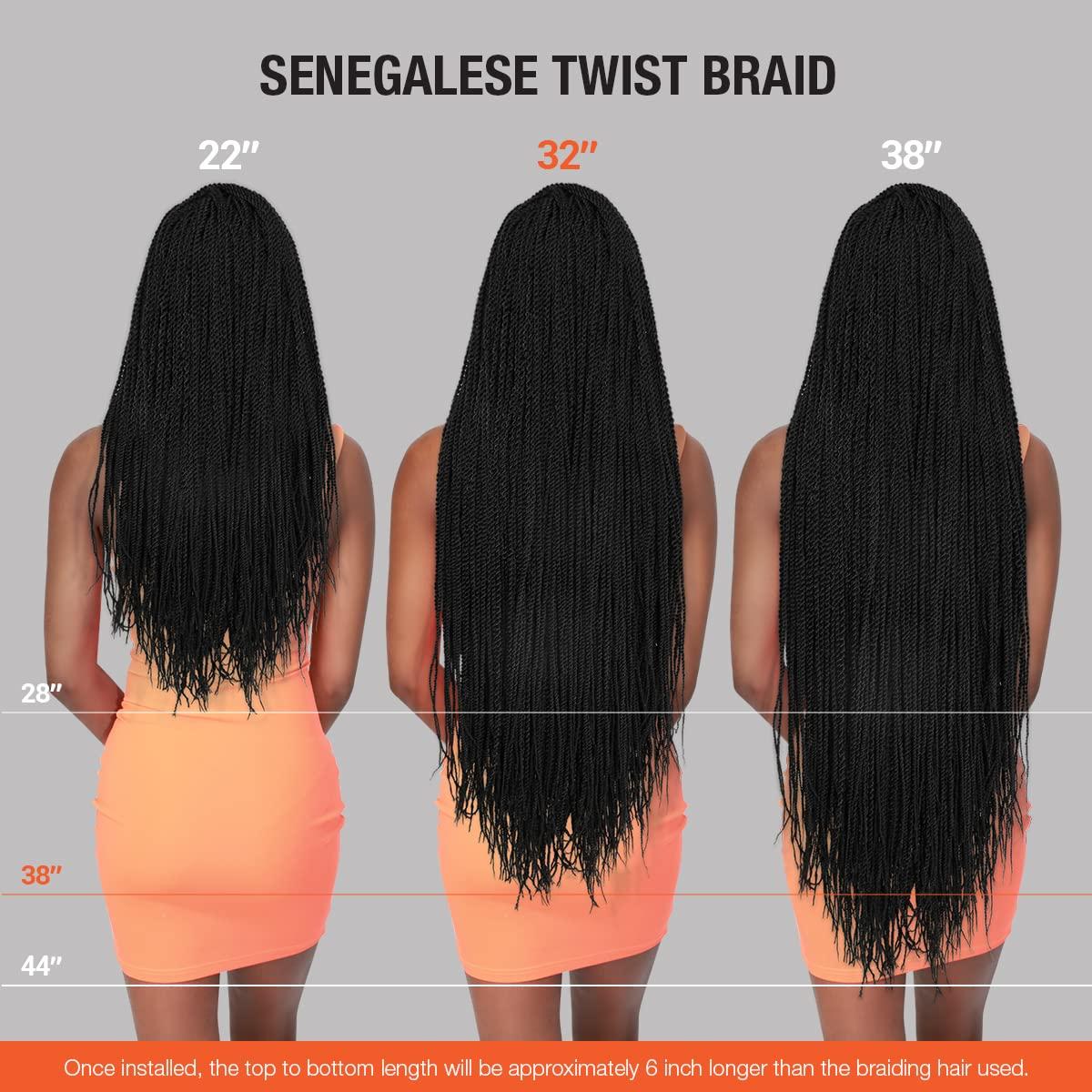 AU-THEN-TIC AU-THEN-TIC Senegalese Twist Crochet Braids Hair 32 Inch 6 Packs Small Mambo Twist 40 Strands/Pack Crochet Hair Pre-Stretched Pre-Looped Braiding Hair Extensions (32 Inch (6 Packs), 99J-Plum Red)