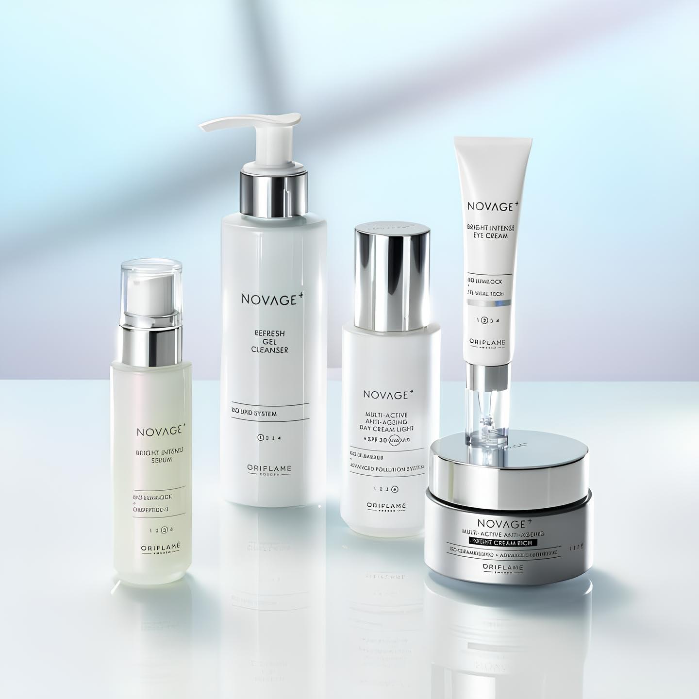 Novage Nov Age Oriflame NovAge Bright Intense Rutin Set of 5 products (recommended for all age) reduces all major skin tone discolourations and dark spots in 2 weeks