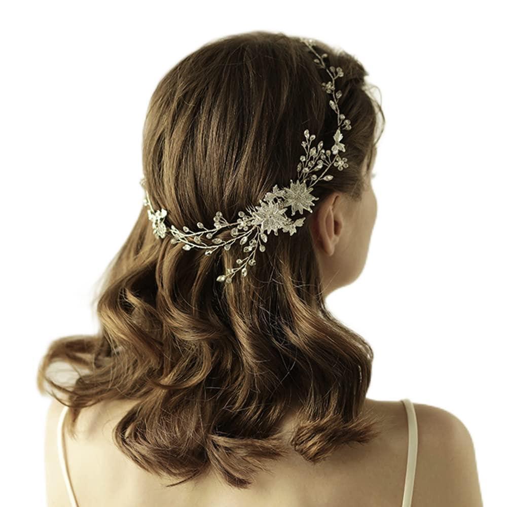Asphire Asphire Handmade Bridal Crystal Floral Headband with Comb Rhinestone Flower Hair Band Elegant Women's up-do Hair Piece Bridesmaid Headpiece for Wedding, Gold