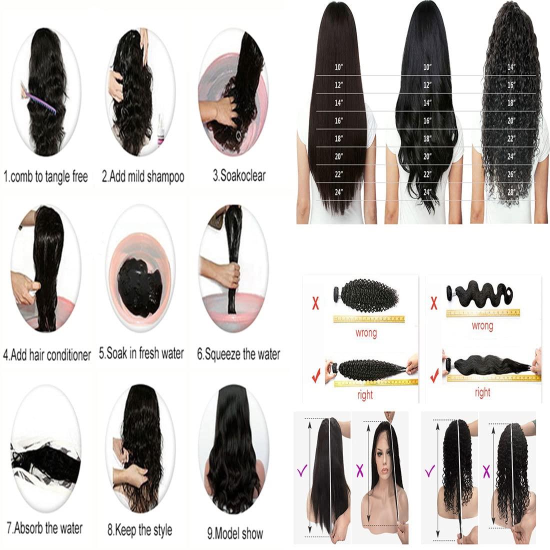 TQPQHQT Ombre Human Hair Bundles 26 28 30 Inch Body Wave 3 Bundles Human Hair 100% Brazilian Virgin Remy Hair Weave for Black Women (P4/30)