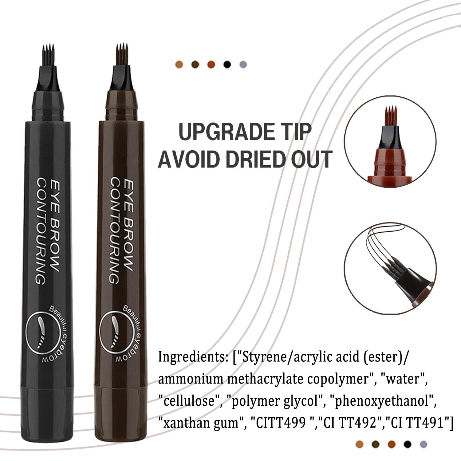 Bekoeen Magic 3D Microblading Eyebrow Pencil, Waterproof Eyebrow Pen,4 Tip Tip Tattoo Pencil Creates Natural Looking,Waterproof Makeup Fine Stroke Microblading Eyebrow Pencil (B)