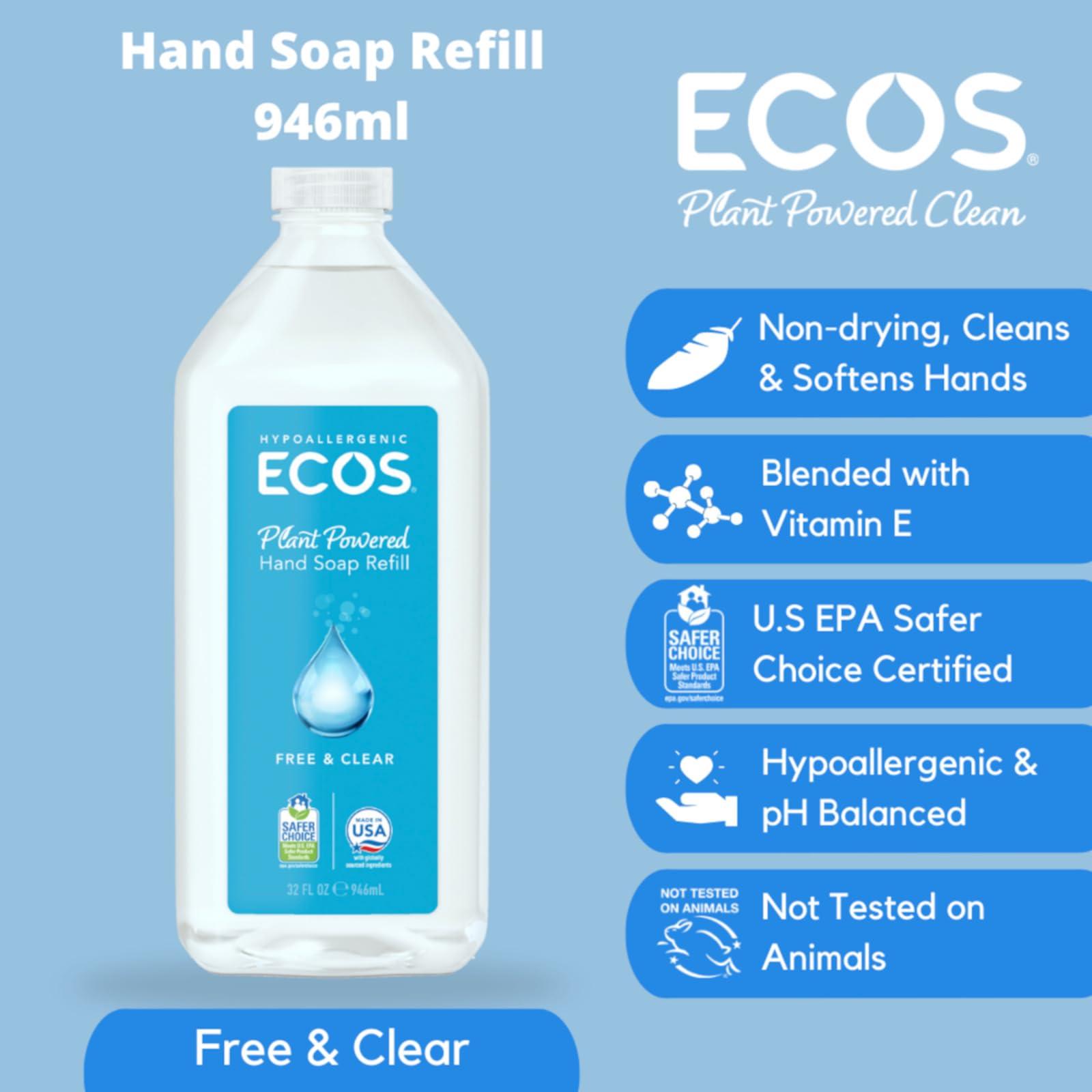 ECOS ECOS Supercharged Squeaky Clean: Free & Clear Refill Hand Soap (2 Pack) | Emphasizes both cleaning power friendliness