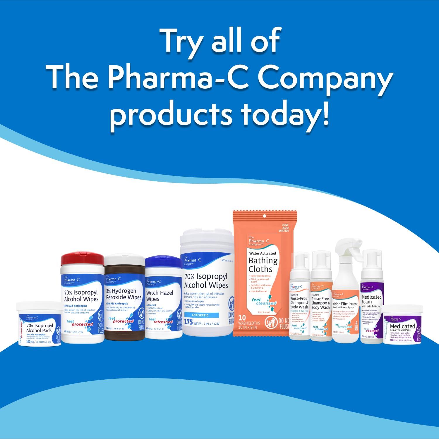 Pharma-C-Wipes The Pharma-C Company 100% Witch Hazel Wipes [40 Wipes] - Daily Toner & Astringent Cleansing Cloths For Face