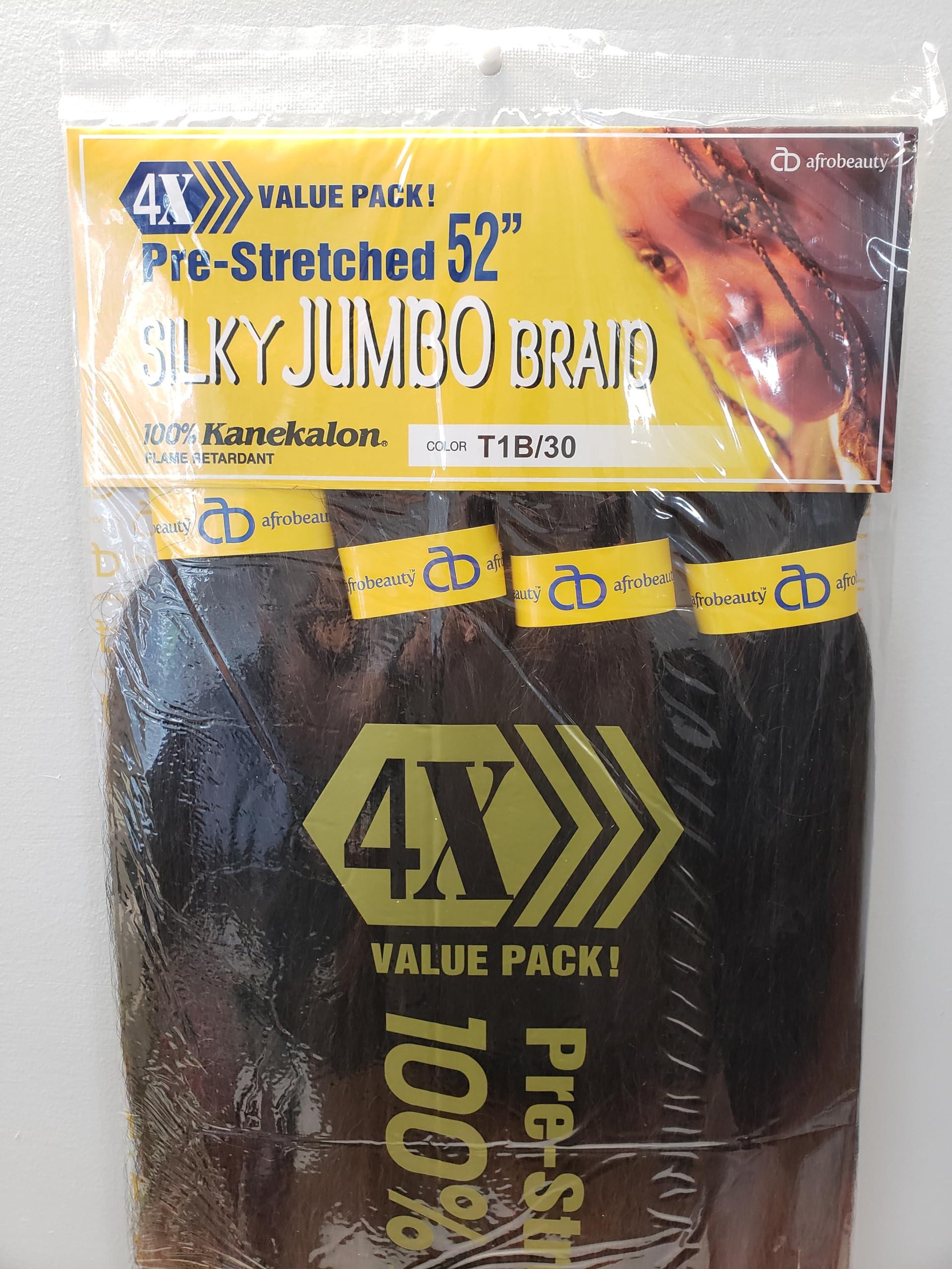 Afro Beauty Afro Beauty Collection 4X Pre-Stretched 52\" Silky Jumbo Braid (4 BUNDLES/PACK) (T1B/30)