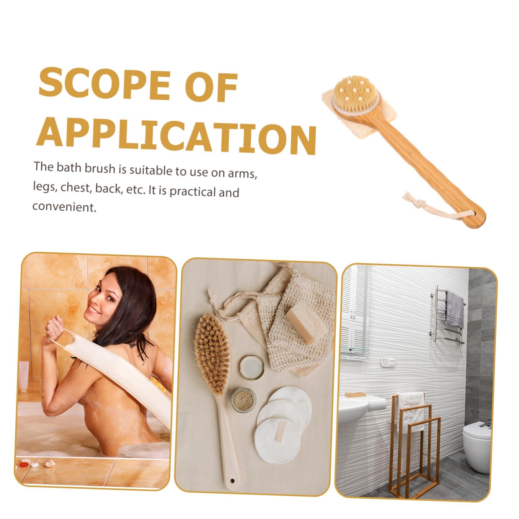 COLLBATH COLLBATH Natural Loofah Bath Brush with Long Handle Double Sided Exfoliating Skin Scrubber for Bead Loofah Sponge for Body and Foot Cleaning