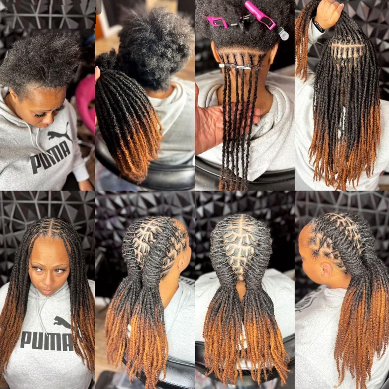 Orientfashion Orientfashion Textured Loc Extensions Human Hair 8-16inch 0.4cm 0.6cm And 0.8cm Dreadlocks Handmade Permanent Locs Extensions Can Be Dyed Bleached Curled (12 Inch 30strands, 0.6cm Natural black)