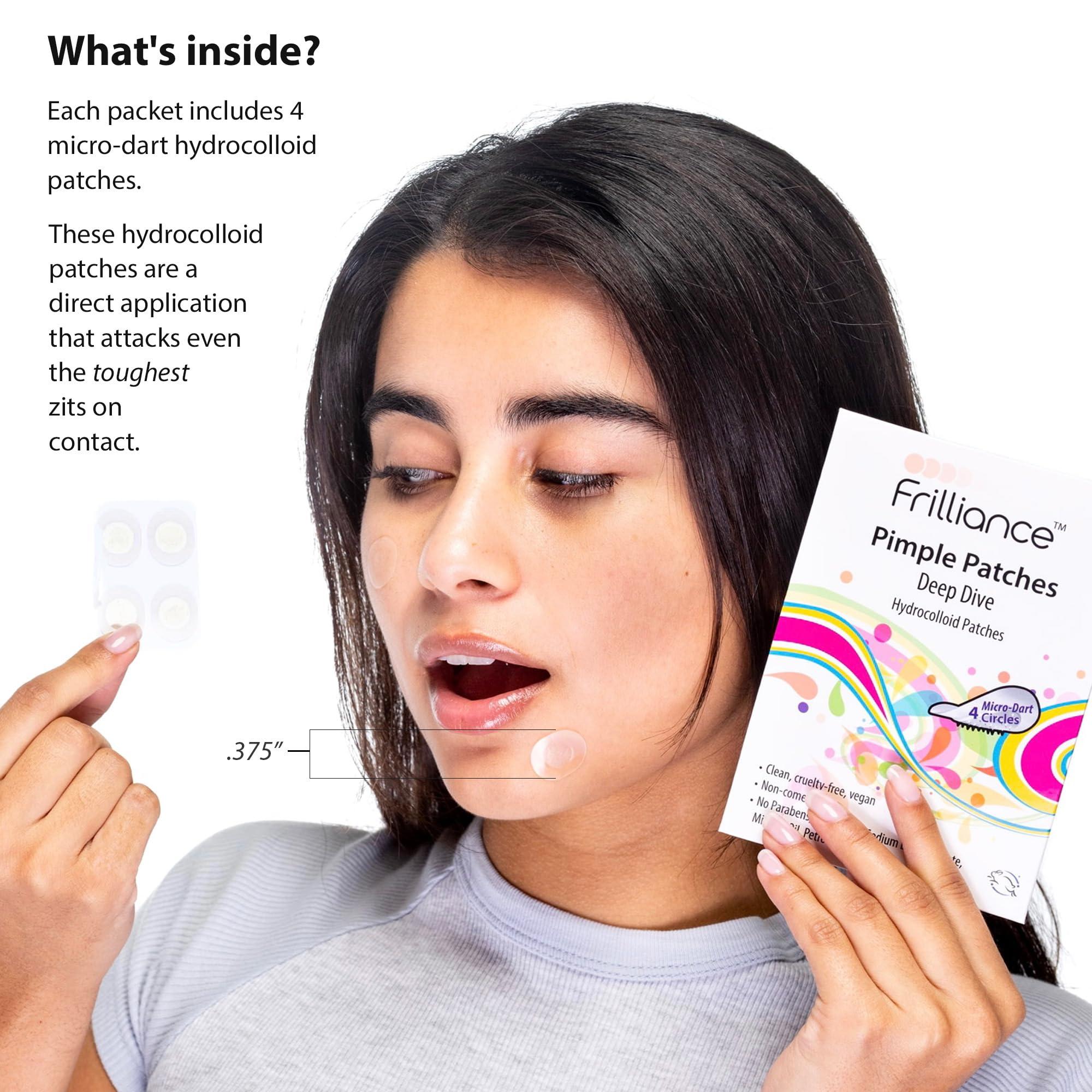 Frilliance Frilliance Microdart Hydrocolloid Acne Pimple Patches for Zits and Blemishes (4 count) Spot Treatment Stickers for Face & Skin, Vegan and Cruelty Free (Deep Dive Micro Darts)