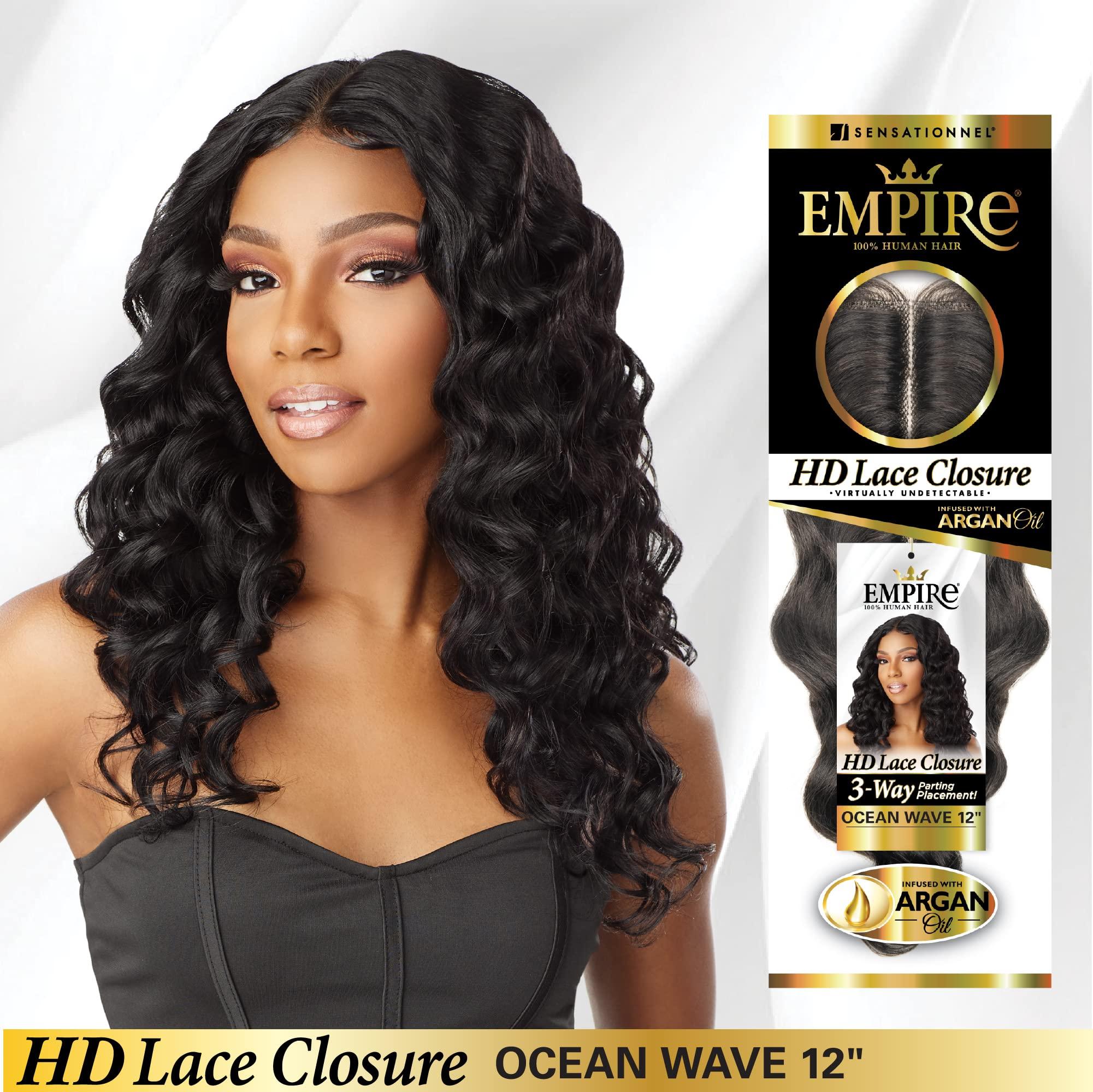 Sensationnel Sensationnel Empire humanhair lace closure - ocean wave 12 inch 3 way lacepart hand tied weaving closure (4 MEDBROWN)
