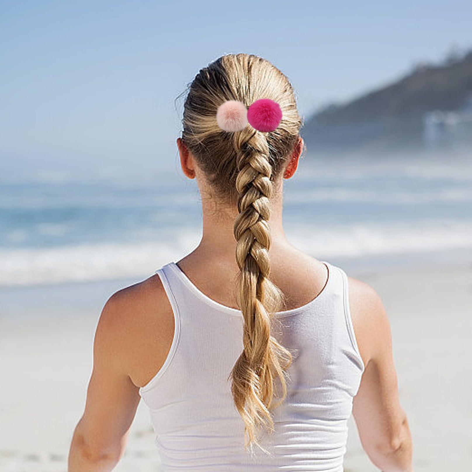 SHITOOMFE Cute Hair Ties Hair Bobbles for Girls 4 Pairs Cute Hair Ties with Ball Elastic Ponytail Holders Hair Band for Girls Hair Accessories