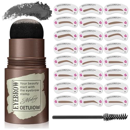 OETUIOW Eyebrow Stamp and Eyebrow Stencil Kit, Eye Brow Stencil Kit for Beginners 24 Reusable and Washable Eyebrow Shaping Kit, Brow Stencil and Stamp Kit Smudge-Proof & Long-Lasting (Dark Black)