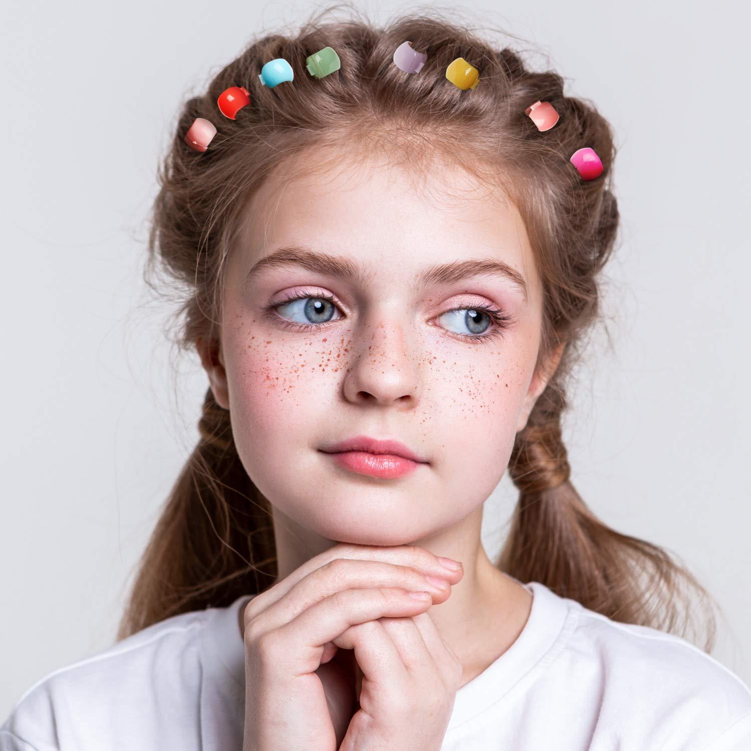 WILLBOND WILLBOND Hair Clip, 300 Pieces Mini Hair Claw Clips for Braids for Girls, Mini Hair Beads Rainbow Tiny Plastic Jaw Clips for Women