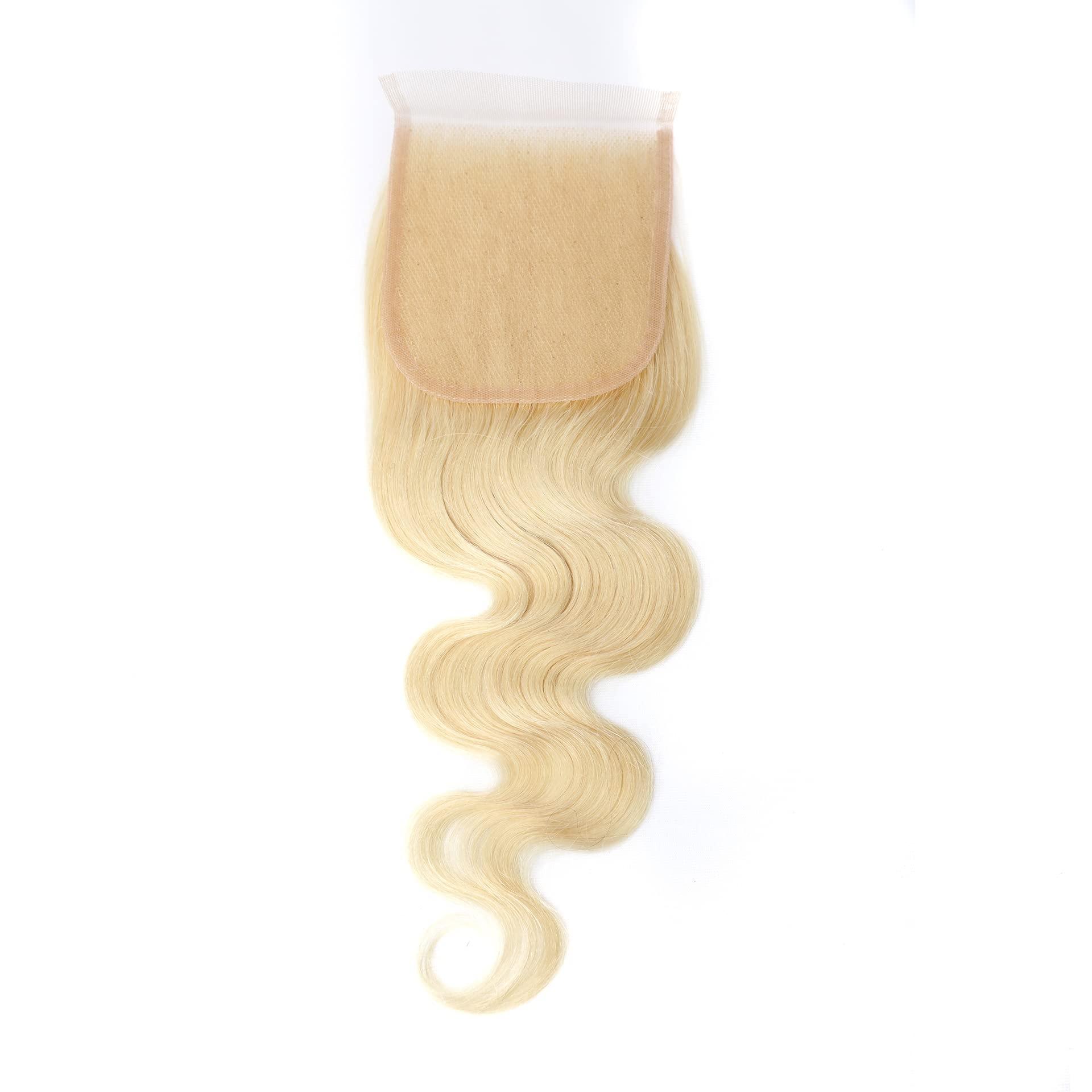 SVOSVA Lace Closure Unprocessed Body Wave Virgin Human Hair High Density 4x4 16inch Lace Closure Blonde Pre Plucked with Baby Hair Transparent Lace Natural Hairline
