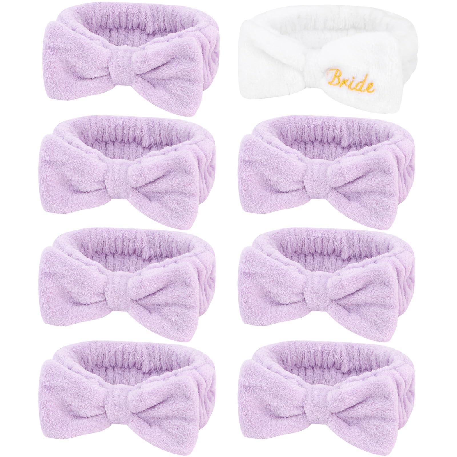 Jaciya Jaciya Bachelorette Party Favors Spa Makeup Headband 8 Packs Bride Bridesmaid Headband Bridal Shower Gifts Wedding Hair Accessories(White,Purple)