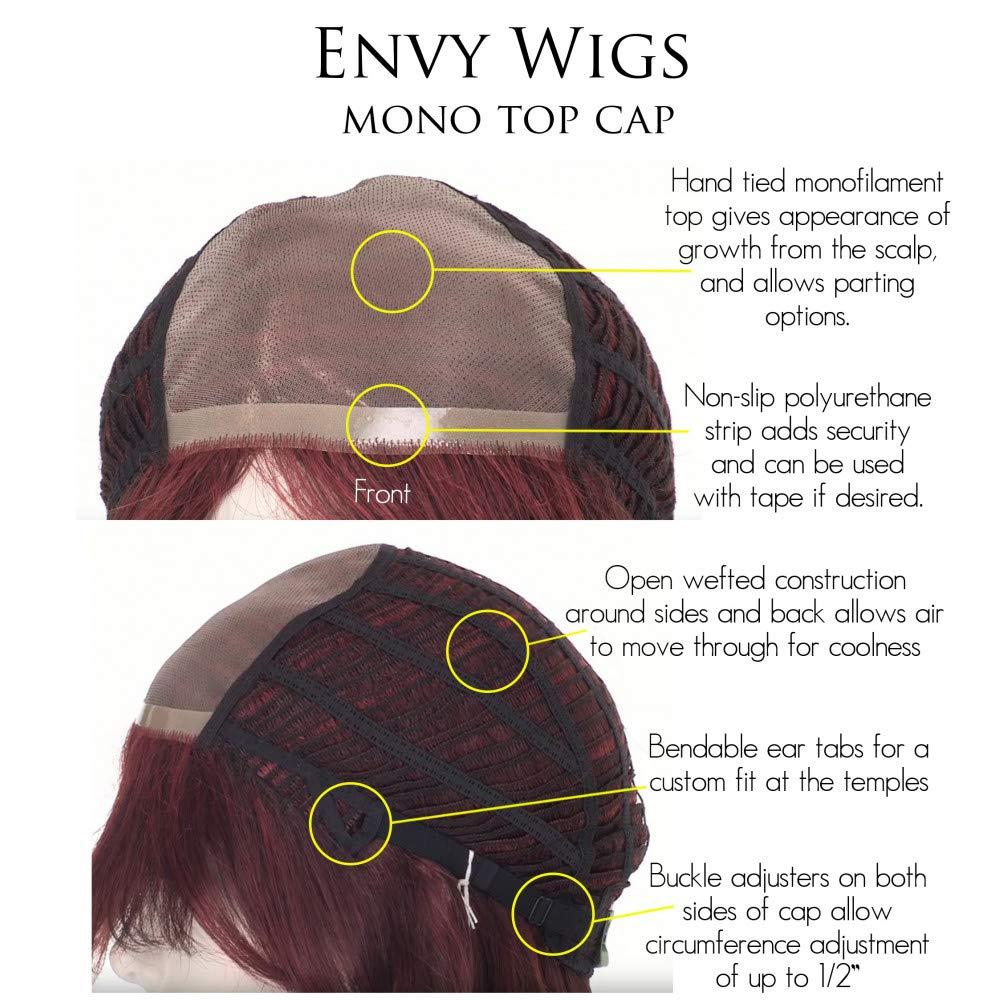 Envy Wigs Jasmine Wig Color MEDIUM BROWN - Envy Wigs 8\" Collar Length Smooth Layered Bob Short Bang Synthetic Hand TIed Monofilament Top Open Weft Peluca Bundle MaxWigs Hairloss Booklet