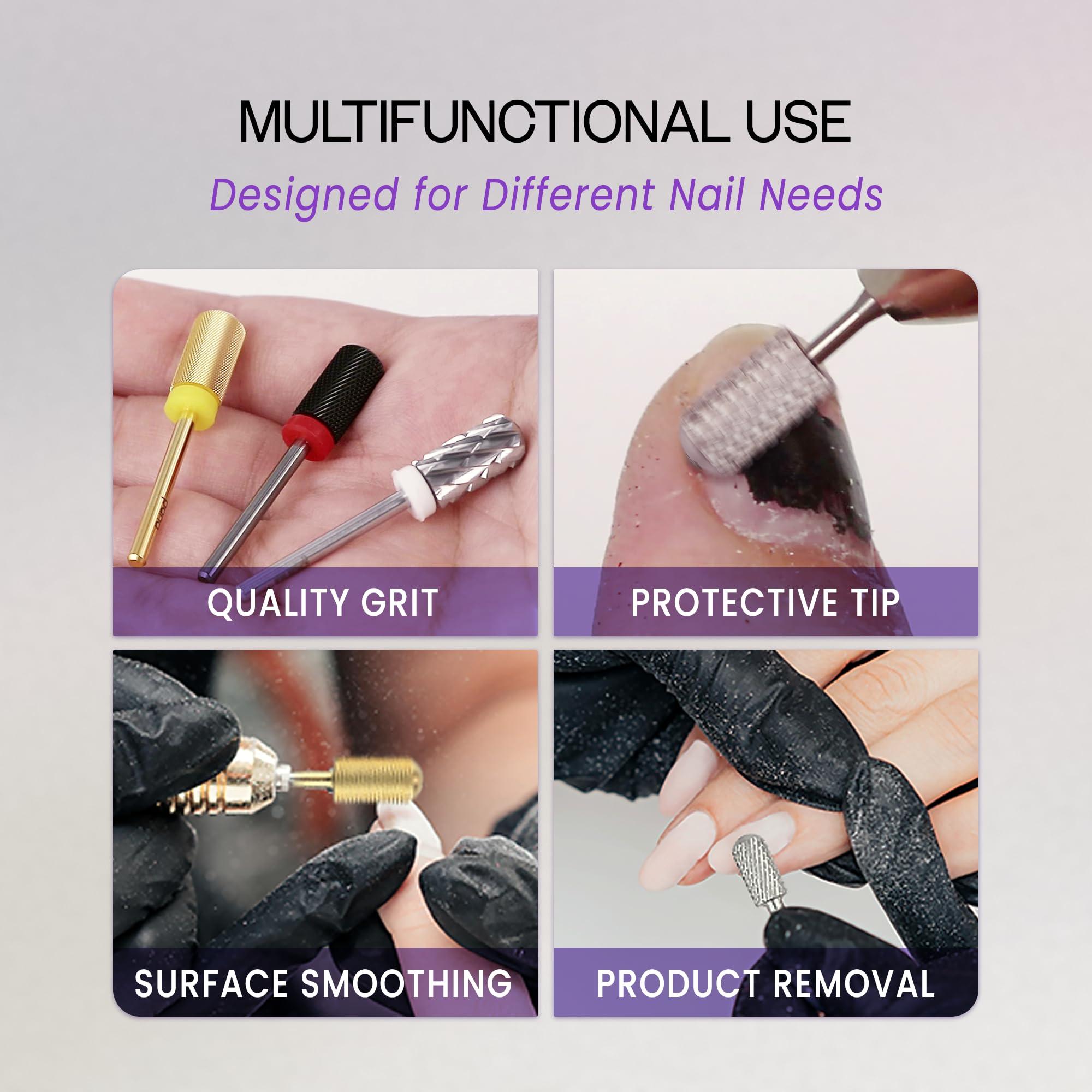 PANA USA Pana DLC 3/32\" Safety Nail Carbide - Smooth Round Top Large Barrel Head for Electric Dremel Drill Machine (Black, 3XC Grit)