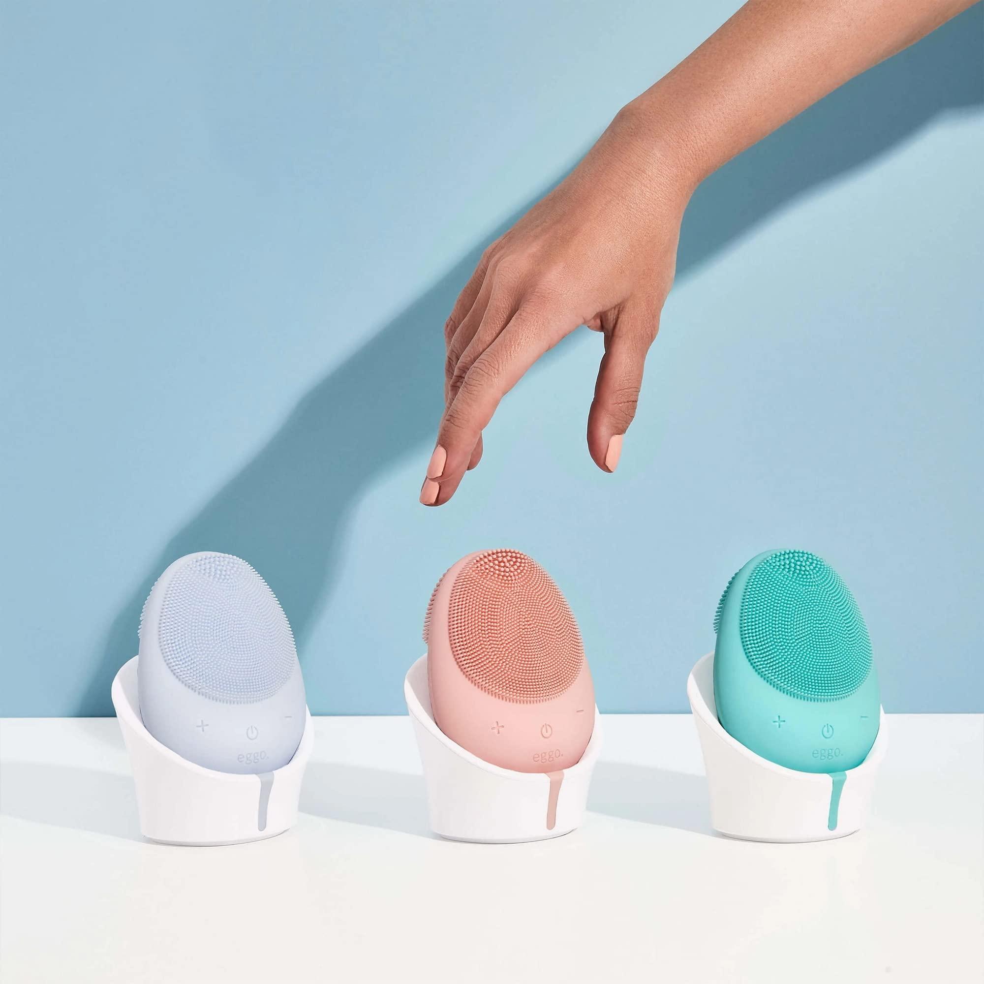 eggo Eggo Sonic Facial Device - Electric Cleanser & Exfoliator, Vibrating Massager, Silicone Brush for All Skins, Deep Clean, Anti-Aging, Waterproof, Rechargeable Tool (Turquoise)