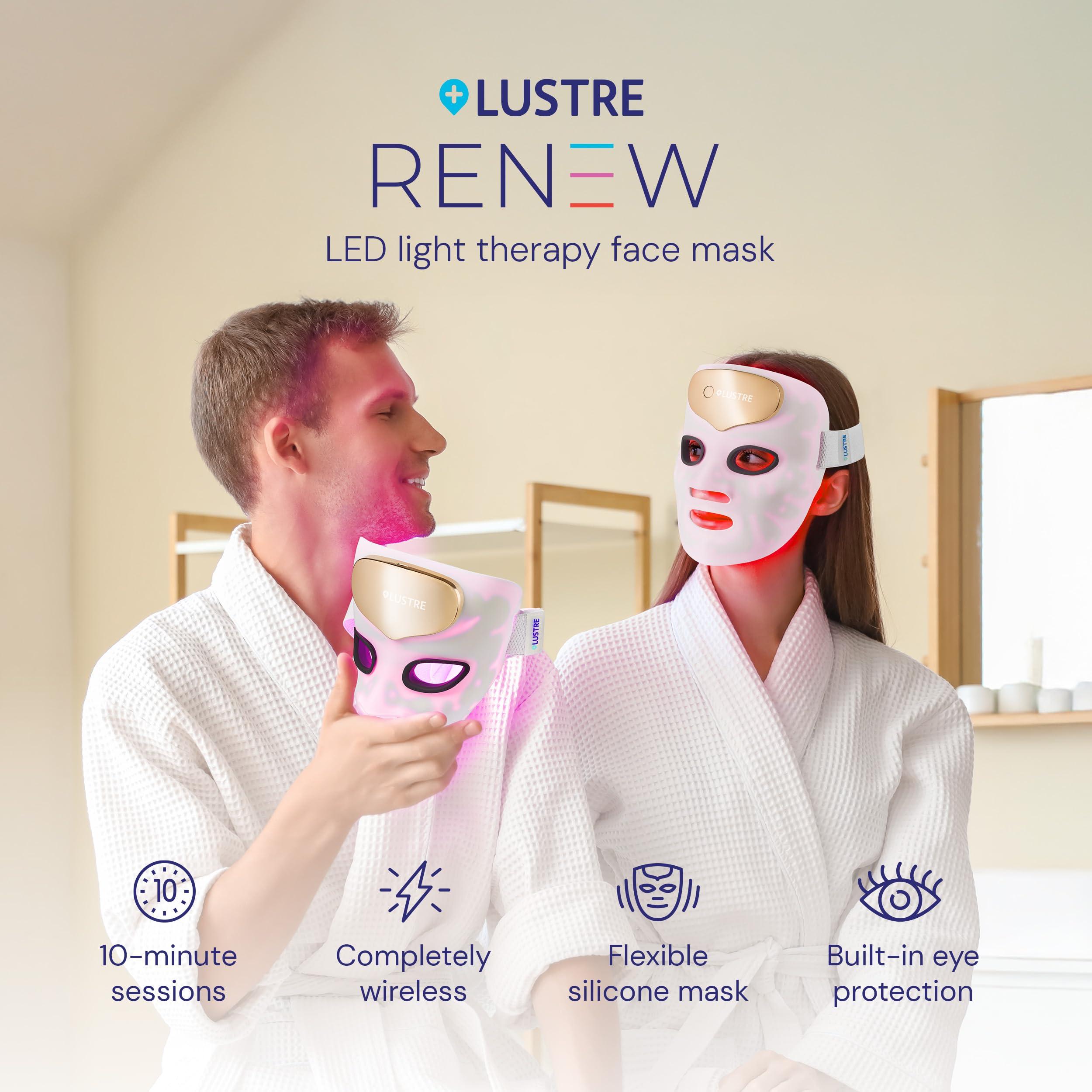 LUSTRE LUSTRE ClearSkin Renew Pro Facewear - Anti-Aging & Anti-Acne LED Face Mask | Red, Blue & Near Infrared Light Therapy Treatment Device | Reduce Wrinkles & Prevent Acne