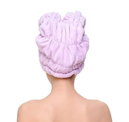 Binghang Hair Towel Wrap Drying Bath Shower Head Towel with Buttons, Quick Dry Hair Hat, Wrapped Bath Cap (purple)