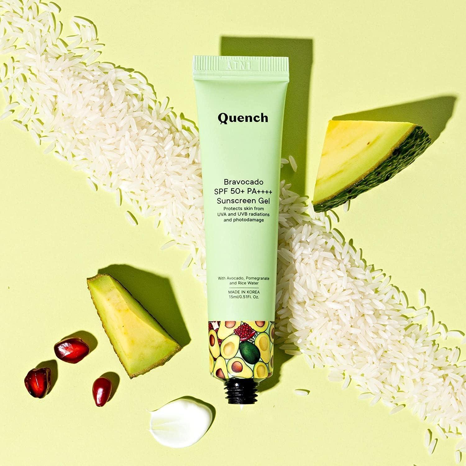 Vel vete Lifestyle Naturallok Botanics Bravocado SPF 50+ PA++++ Sunscreen Gel | Made In Korea I Gel-based Sunscreen, No white cast, UV Shield I With Avocado, Rice, Pomegranate and Vitamin E, Travel Size, 15ml