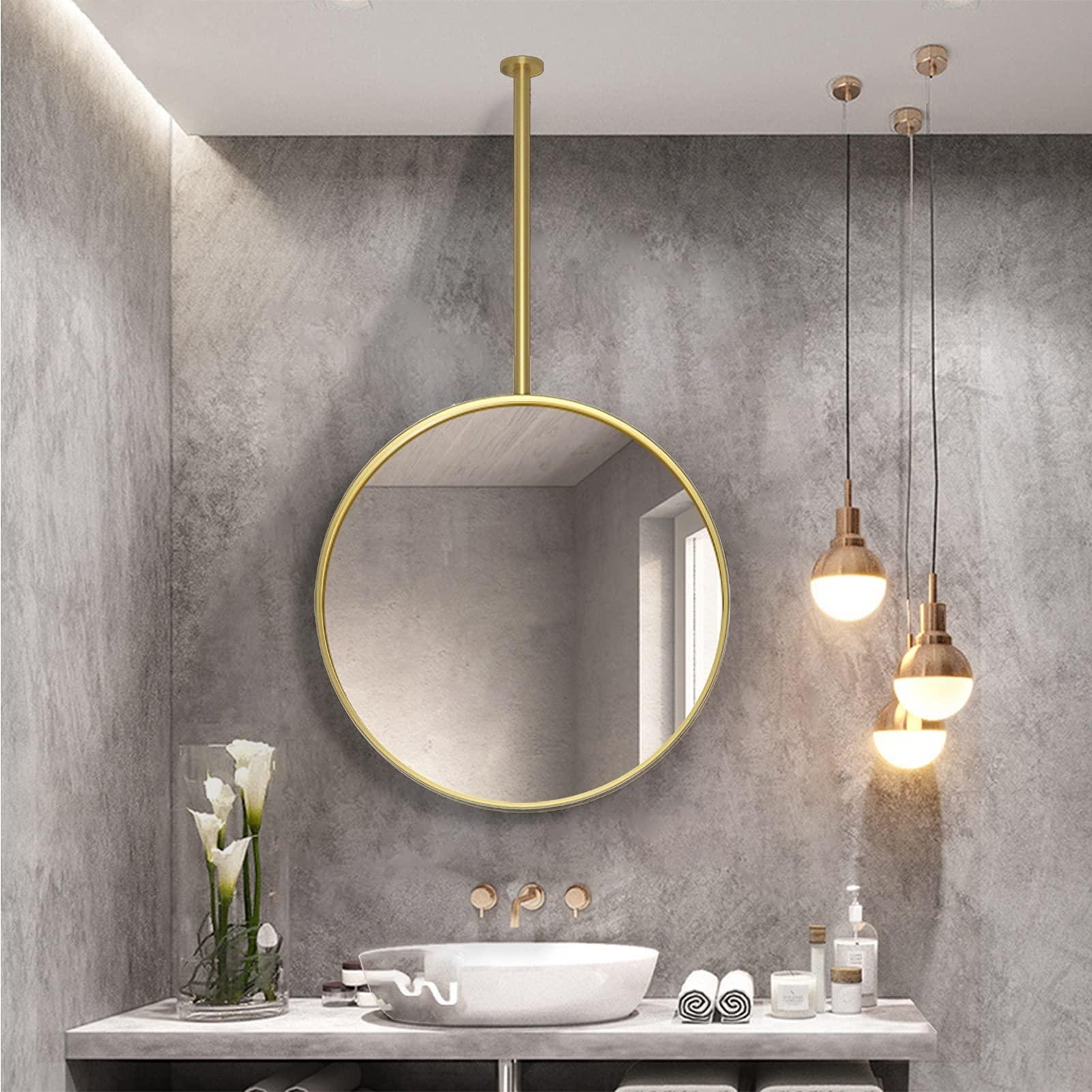 SXBHDM Ceiling Hanging Mirror for Wall Decor, Clean Large Modern Wall Mirror Decorative Mirrors Contemporary Premium Silver Backed Floating Glass, Bathroom Vanity Mirror, Modern Design (Color : MDF Back, S