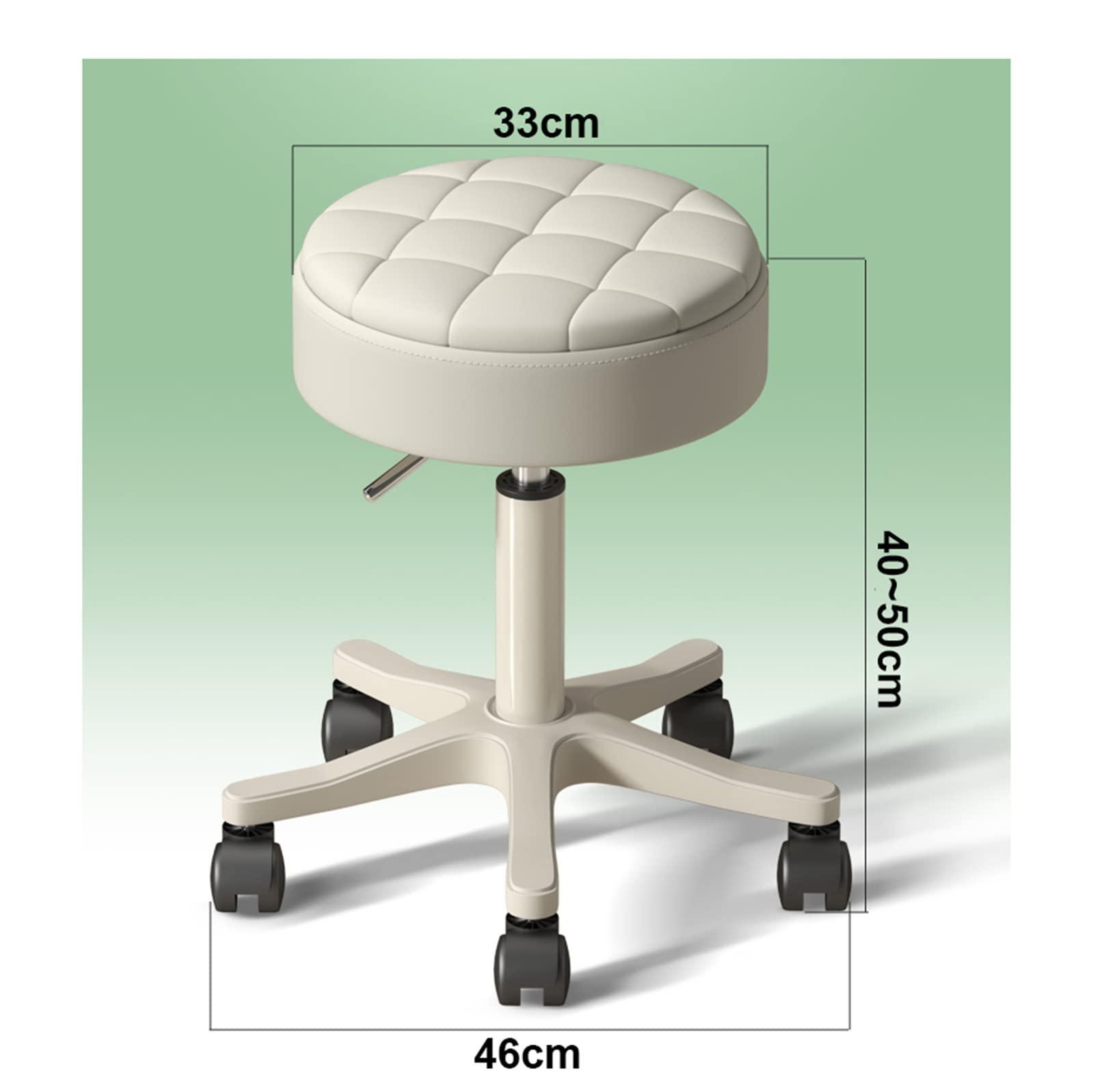 ZSCAL ZSCAL Rotating Stool Round Rolling Stool with Wheels,PU Leather Height Adjustable Salon Stool,360 Swivel Work Office Massage Stool, for Spa