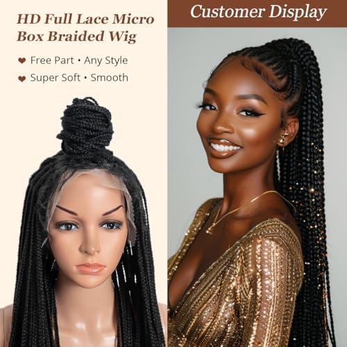Style Icon Style Icon 42 Inches Super Long Micro Box Braids Wig Full Lace Free Part Braided Black Wig Top Faux Locs Synthetic Wig