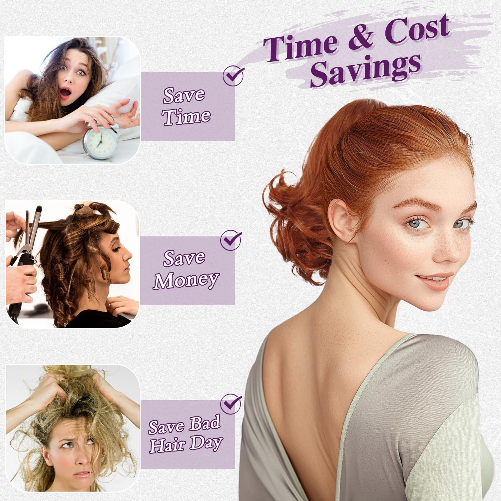 BARSDAR BARSDAR Copper Red Ponytail Extension - 10 Inch Short Wavy Drawstring Ponytail Hair Extensions for Women - Synthetic Comb Clip in Ponytail Hairpieces Fake Pony Tails - Copper Red