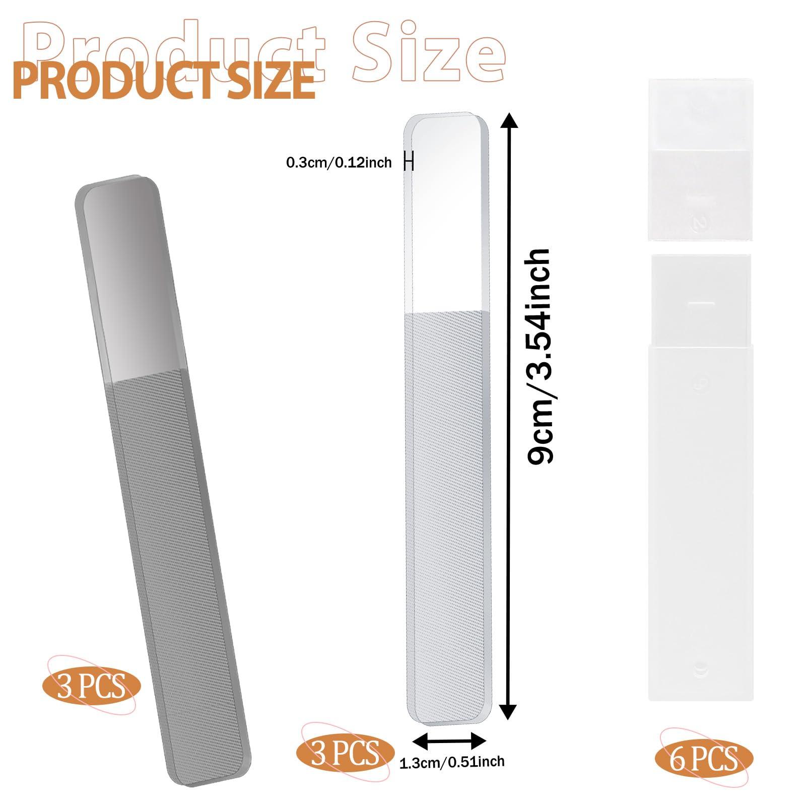 Xthrotsenk 6 Pack Nano Shiner Files Glass Nail Buffer Glass Nail File for Natural Nails, Nano Crystal Polishing Nail Files, Glass Nail File Buffing with Case, Professional Manicure Tools for Home Salon