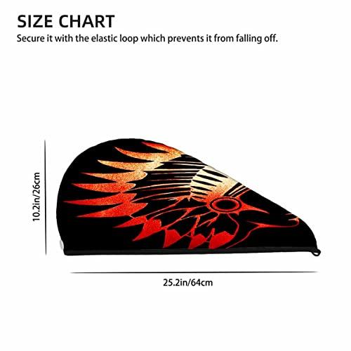 IBILIU IBILIU Indian Style Hair Towel Wrap,Hair Tuban with Button,Native American Style Tribal Fast Drying Hair Cap for Women Men