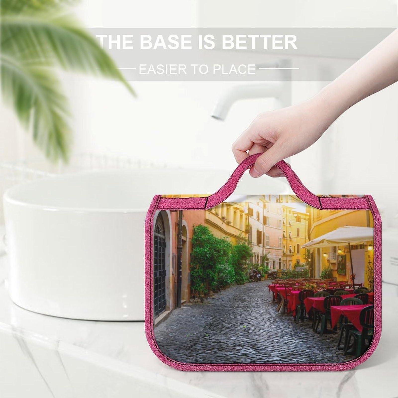 AXEDENRRT1966 Italian City Cozy Old Street Makeup Bag Travel Toiletry Bag Waterproof Cosmetic Bag with Portable Hook Handbag, style, 20240328