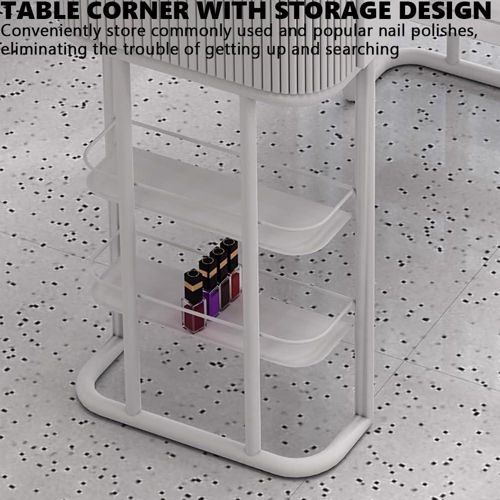 BOYITES BOYITES Modern Transparent Manicure Table, Tempered Glass Nail Station for Manicurist, Professional Nail Salon Work Station Booth, White Pedicure Tech Station, Beauty Salon Table,B,100cm