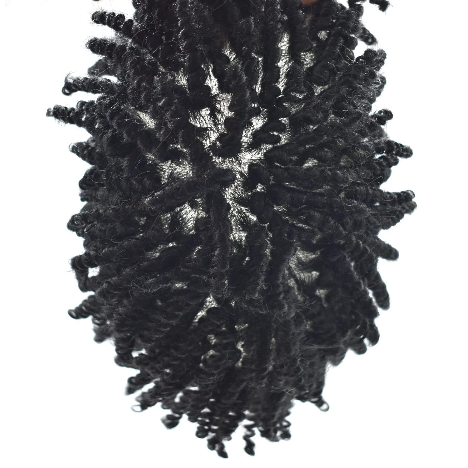 Generic Afro Kinky Twist Crochet Braids Hair for Black Men 8X10 African American Human Hair System Replacement Afro Toupee for Black Men All PU Injected Poly Thin Skin Hair Piece Mens Wig 6MM-6\",1B# Off Black