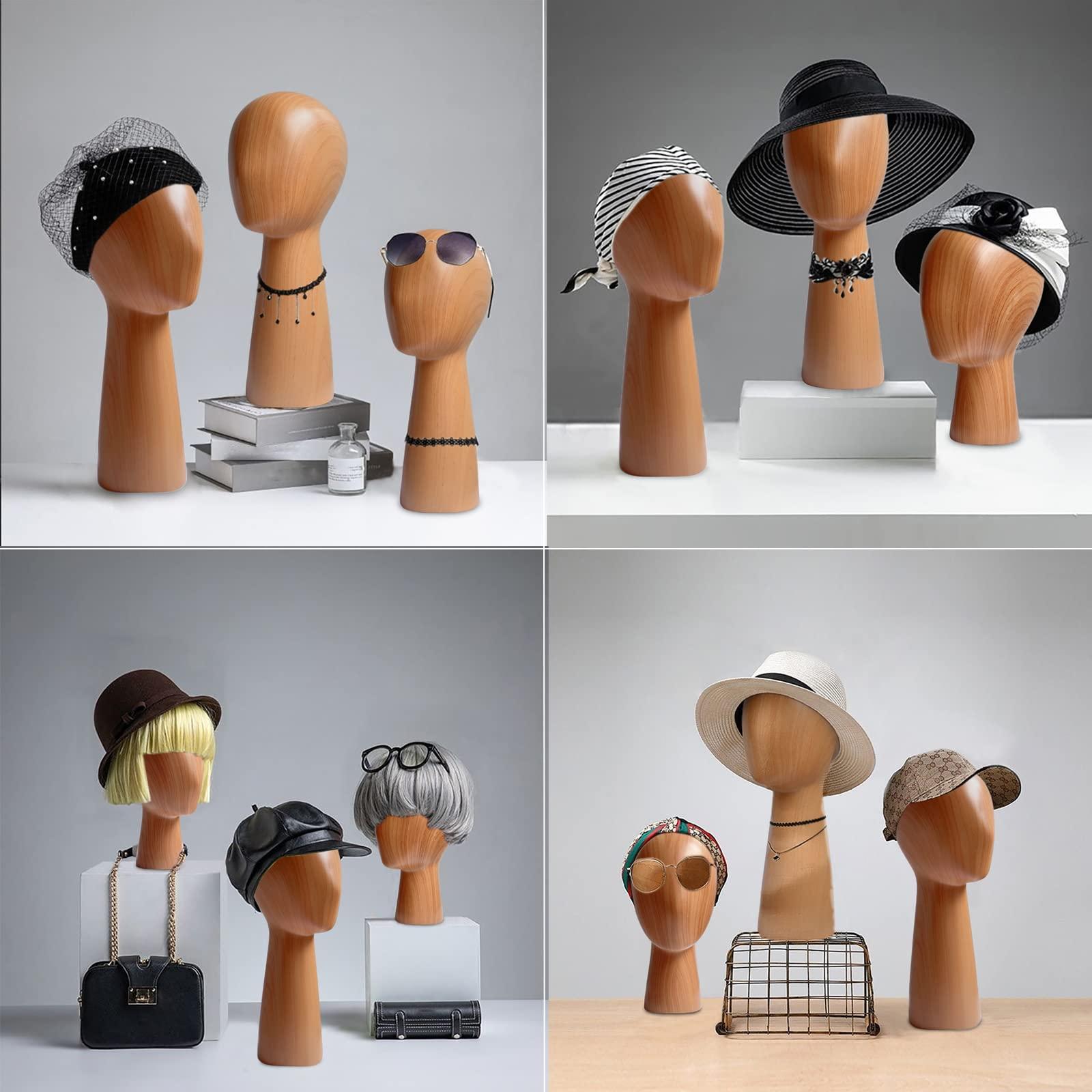 CHADWICK CHADWICK Mannequin Head Block, Hat and Wig Display Stand, Imitation Wooden Wig Head Stand, Abstract Dome Model Head, Manikin Head Hat Holder for Shop, Hair Salon, Home Decor, Durable GFRP Material