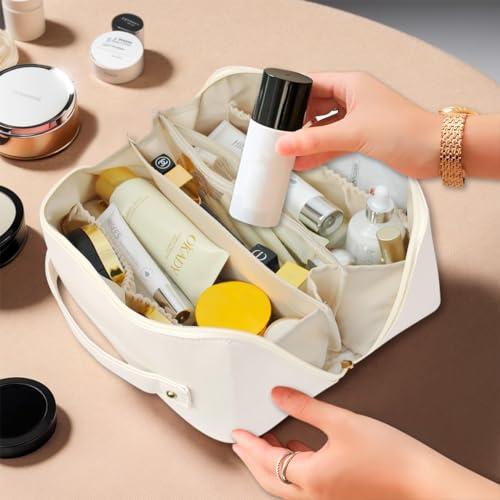 NGIL NGIL Travel Toiletry Bag, Makeup Bag, Cosmetic Bag, Portable Travel Makeup Bag, Large Capacity Cosmetic Organizer for Women, FREE COMPACT MIRROR INCLUDED (White, Large)