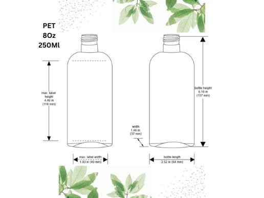 Generic Plastic Bottles 8Oz / 250mL with Disk Top Gold Cap, Pack Of 3 bottles filling Shampoo Conditioner Lotion Oils. PET plastic, BPA free, reusable, Travel Toiletries disinfecting liquid cleaning supplies.