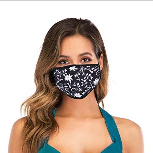Ajacry Ajacry Flower Printed Face Masks Black Cotton Face Masks Reusable Fabric Face Masks Masquerade Ball Party Decoration for Women Men