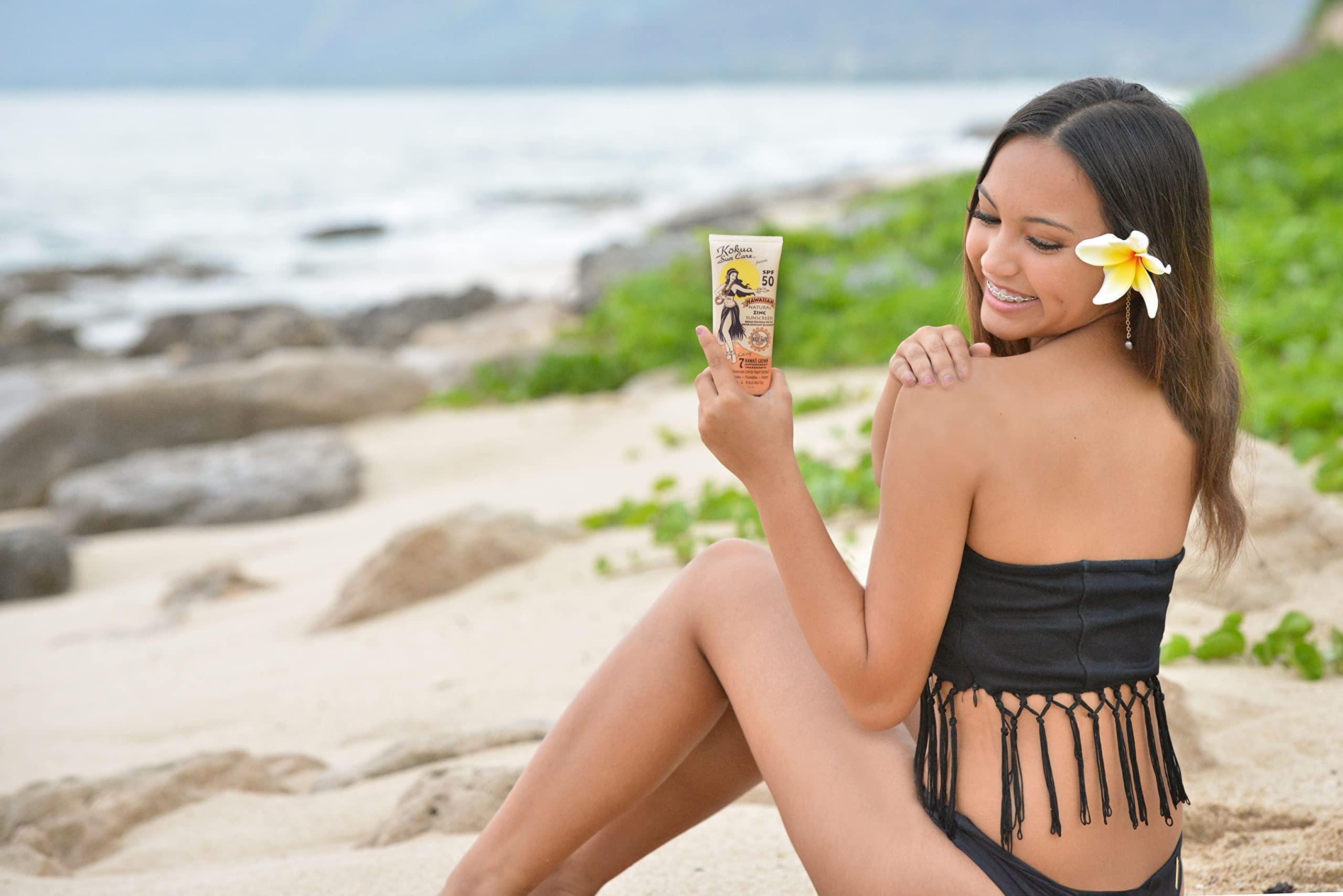 Kokua Sun Care Kokua Sun Care SPF 50/80 Lotion Hawaiian Reef Safe Non Nano Zinc Oxide Sunscreen for Face & Body, Moisturizing Sun Protection Cream, Mineral Water Resistance, Cruelty Free, Natural Vegan Formula