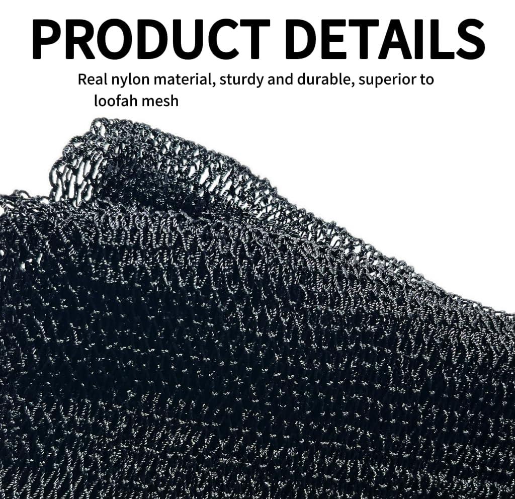 SPMKTBOZAI SPMKTBOZAI African Net Sponge Authentic, African Exfoliating Sponge Real African Net Black Owned, African Bath Sponge Back Scrubber, Body Exfoliator Shower Bath Accessories (Black)