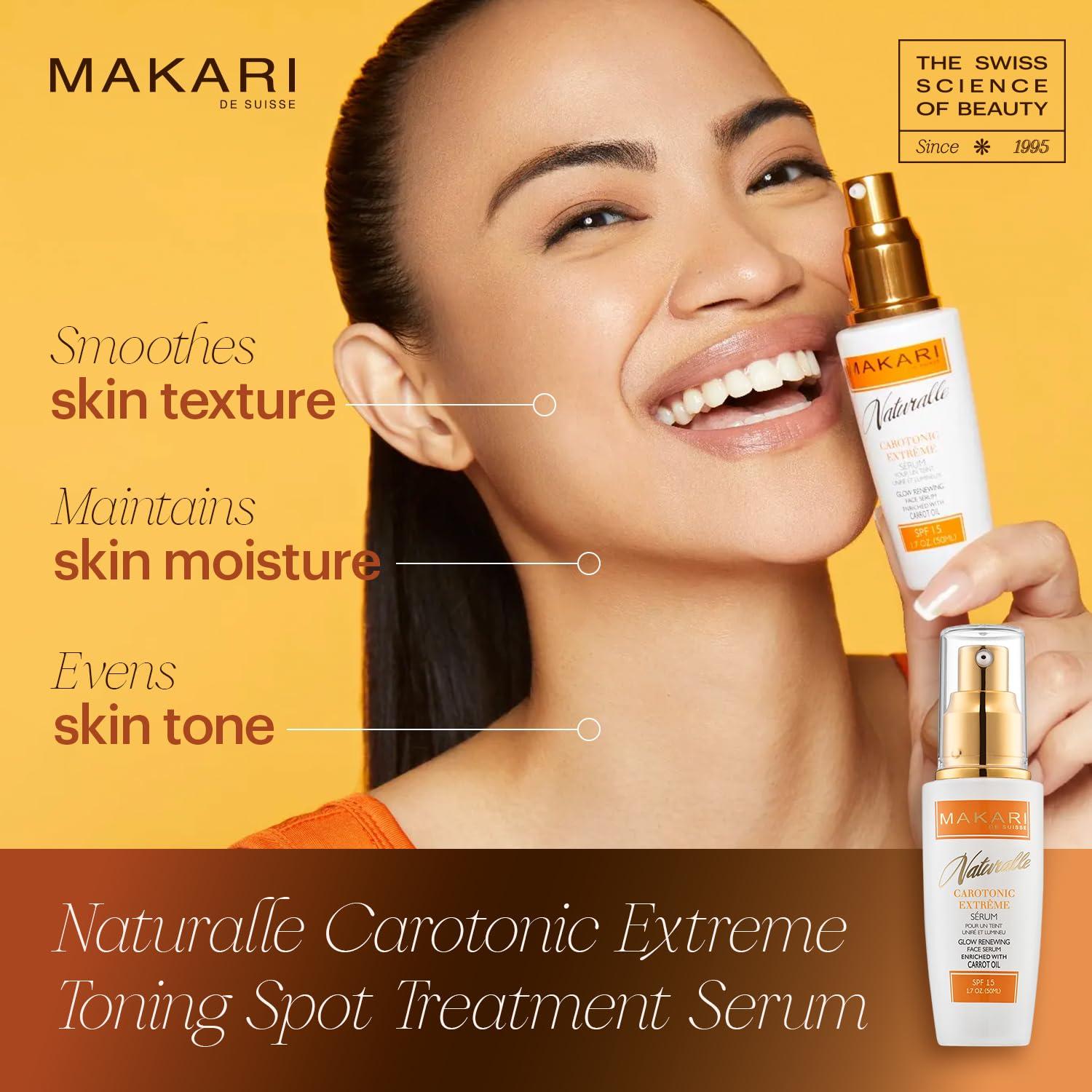 MAKARI MAKARI Naturalle Carotonic Extreme Glow Renewing Face Cream SPF15 & Brightening Serum Set | Moisturizes, Brightens, & Rejuvenates Skin | Reduces Acne & Scars | Anti-Aging & Antioxidant Protection for