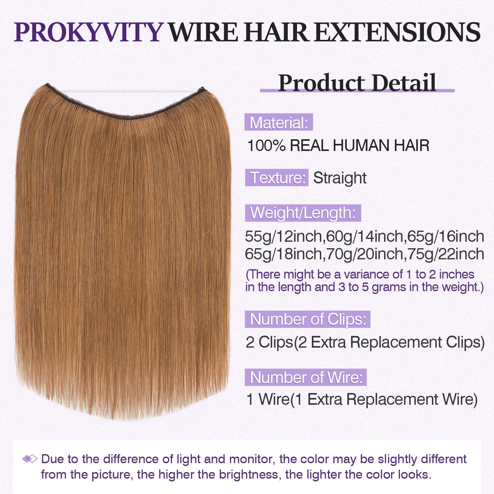prokyvity Halo Hair Extensions Real Human Hair,Prokyvity Halo Hair Extension 100% Human Hair,Halo Extensions Real Human Hair,Human Hair Halo Extensions,Halo Hair Extension,Halo Extension 06 Light Brown 20inch