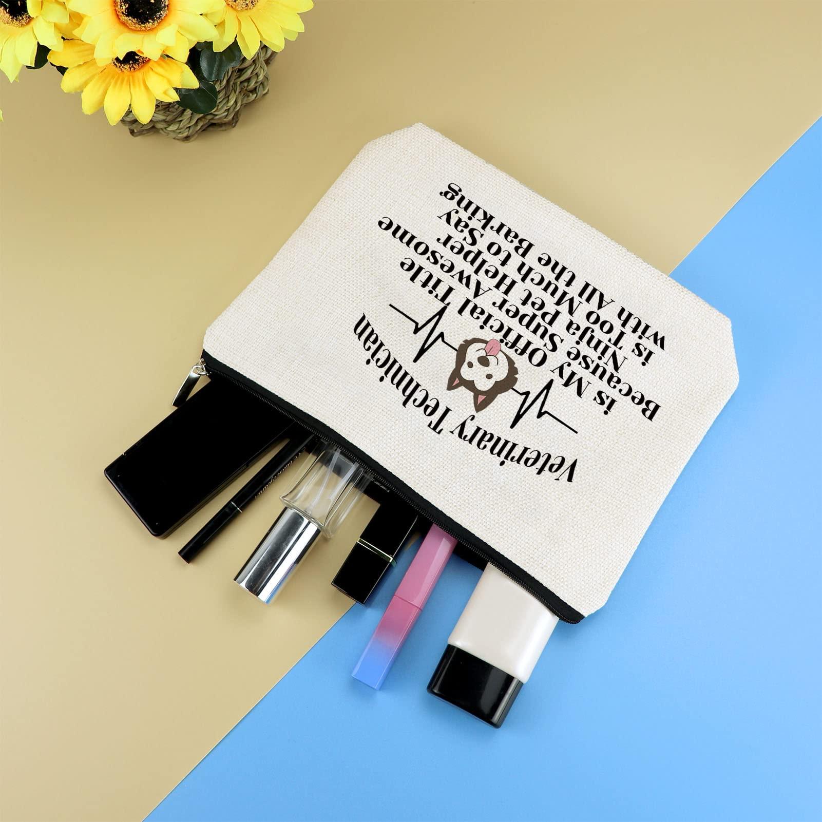 Mikela Vet Tech Gifts Veterinary Technician Makeup Bag for Women Veterinarian Appreciation Gift Cosmetic Bag Veterinary Student Assistant Gift Vet Tech Thank You Gifts