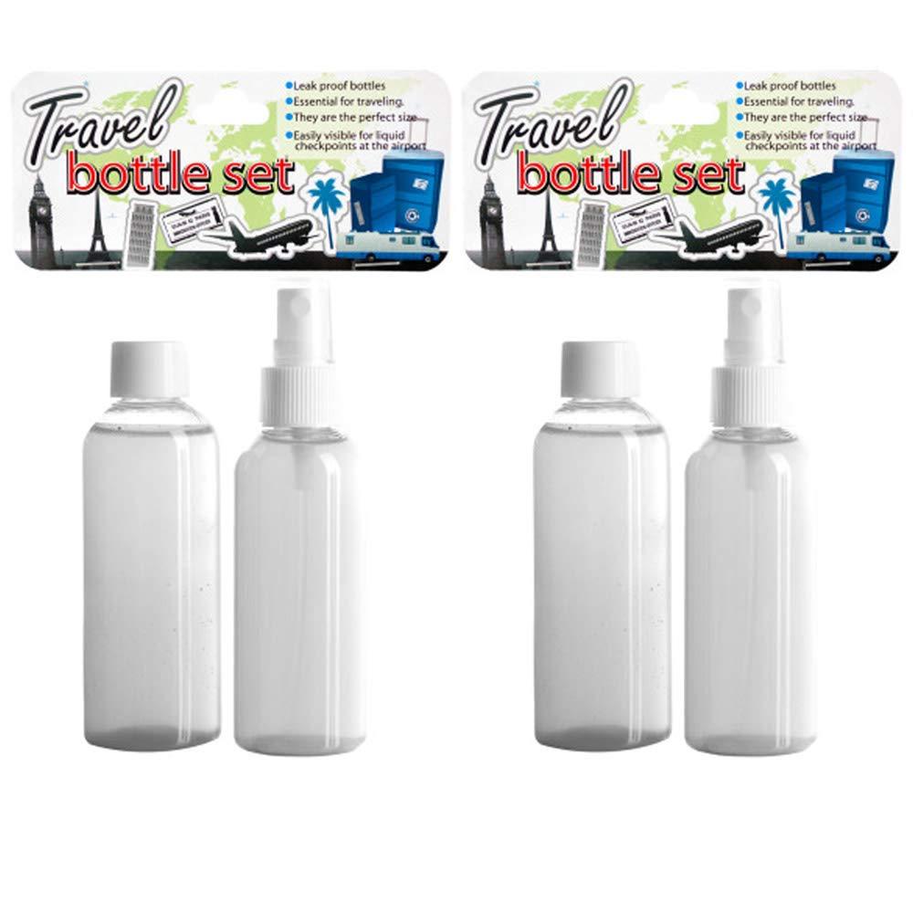 AllTopBargains AllTopBargains 4PC Clear Empty Plastic Bottles 100ml Spray Dispensing Cap Travel Refillable TSA