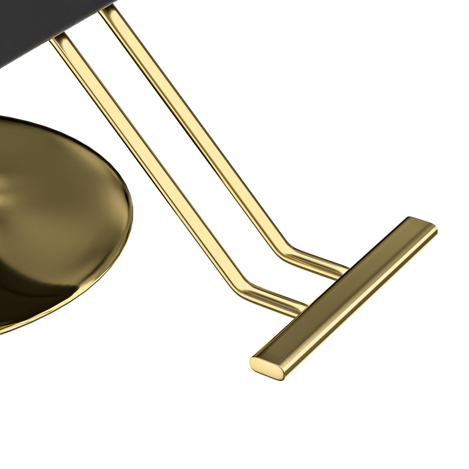 Charmmade Salon Chair Reclining Barber Chair Adjustable Recliner Styling Chair Hydraulic Adjust Height 360Swivel, Unique Headrest Design, Black and Gold