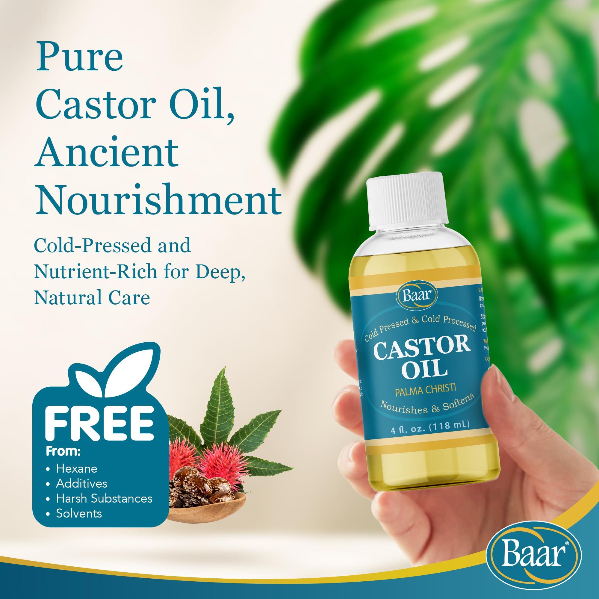 Baar Baar Cold-Pressed, Cold-Processed, Hexane Free Castor Oil, 4 Ounces
