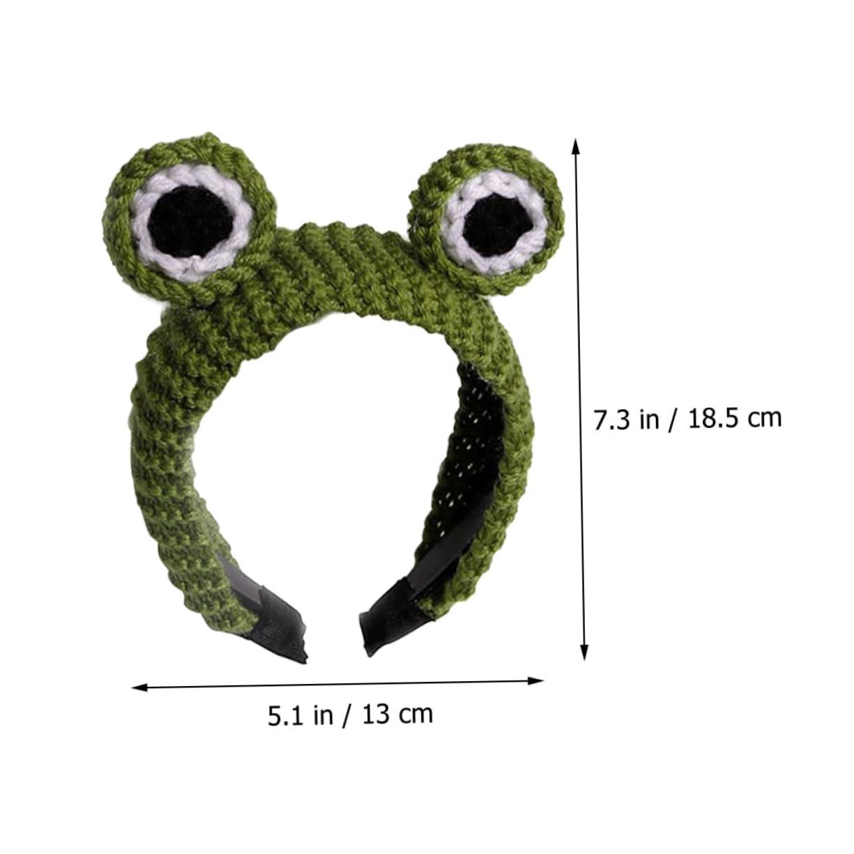 FOMIYES FOMIYES headband hair ties for women green frog hairband skincare products for eye frog cap kermit costume knitted crochet frog hairband frogs to weave Miss yarn party supplies