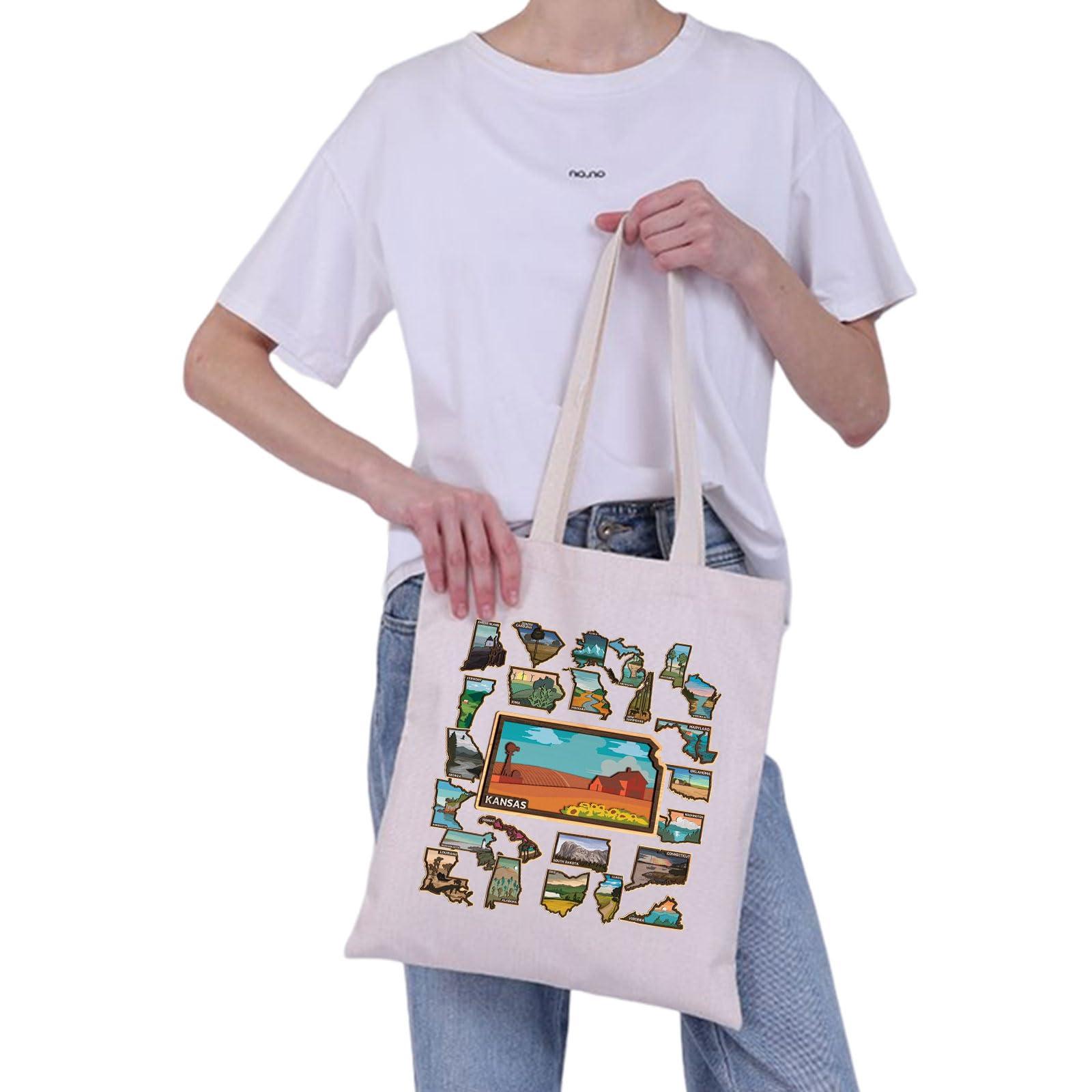 VAMSII VAMSII American States Travel Gift United States Map Tote Bag American States Trip Lover Gifts American TravelersGift (United States Map)