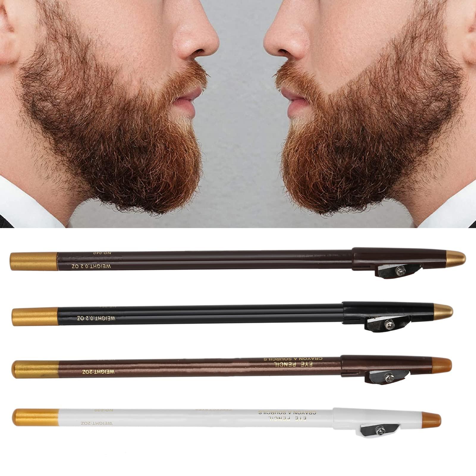 Brrnoo 4Pcs Barber Pencil, Hairline Outline with Sharpener, Tool for Lineup and Beard Shape White (Barber H Pencil + Beard Accessories)