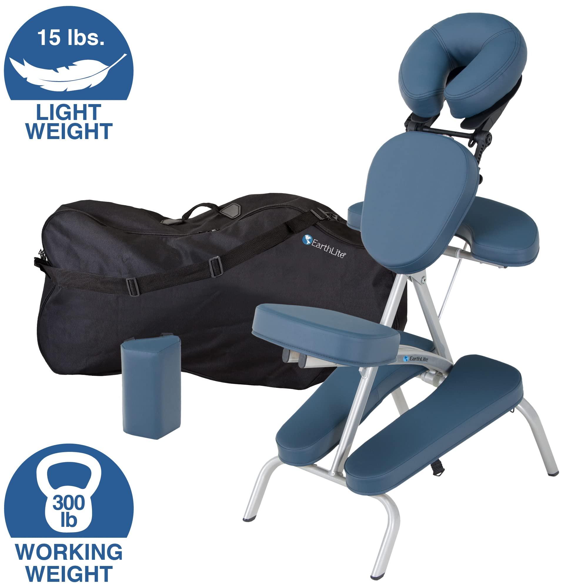 Earthlite EARTHLITE Portable Massage Chair Package VORTEX - Portable, Compact, Strong and Lightweight incl. Carry Case, Sternum Pad & Strap (15lbs), Mystic Blue