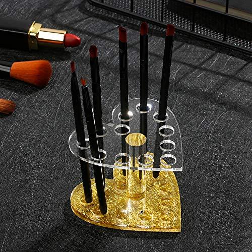 LIXIATIAN LIXIATIAN 12 Holes Makeup Brush Holder Organizer, Acrylic Nail Art Brush Desktop Display Holder Shelf, Pen Stand Storage Rack for Home Office (Heart,Silver)